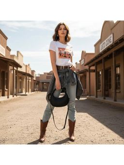 PARTIQ - Versatile Crescent Handbag with Detachable Strap - Black