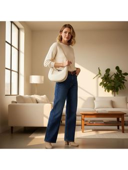 PARTIQ - Versatile Shoulder Crossbody Saddle Casual Fashion Crescent Handbag - Off White