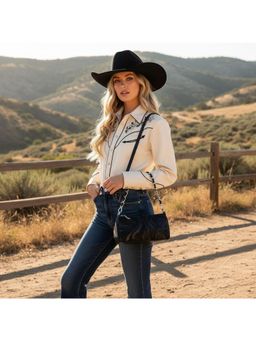 PARTIQ - Korean Style Niche Design Triangle Handbag with Detachable Strap - Black