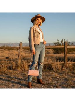 PARTIQ - Korean Style Niche Design Triangle Handbag with Detachable Strap - Pink