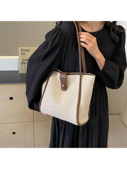 PARTIQ - Stylish All-Match Large Capacity Woven Tote Bag - Off White