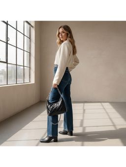 PARTIQ - Crescent New Diamond Chain Fashionable Handbag - Black