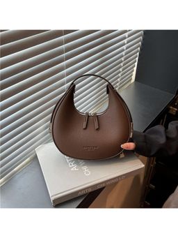 PARTIQ - Style Fashionable Crescent Western Versatile Shoulder Handbag with Detachable Strap - Brown