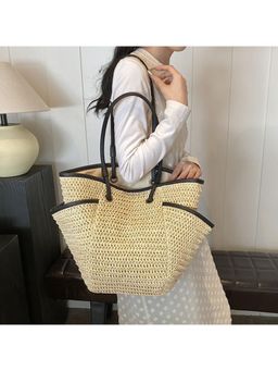 PARTIQ - Large Capacity Korean Lazy Style Tote Bag - Off White
