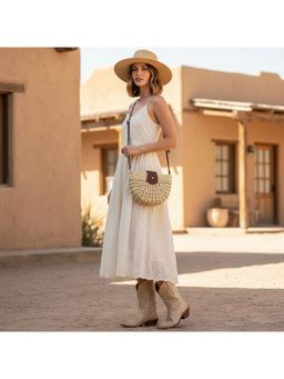 PARTIQ - Crossbody Saddle Woven Small Sling Bag - Off White