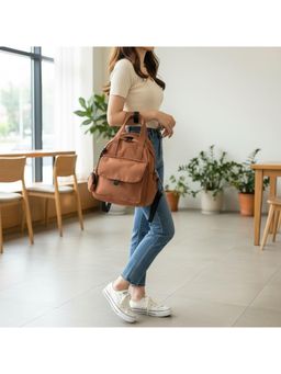 PARTIQ - Nylon Waterproof Lightweight Travel Backpack - Brown