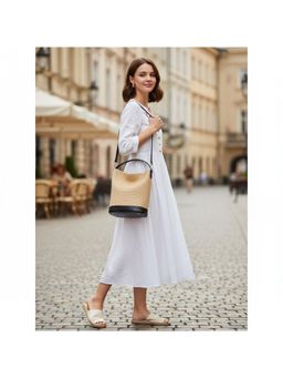 PARTIQ - Large Capacity Shoulder Bucket Bag with Detachable Strap - Black