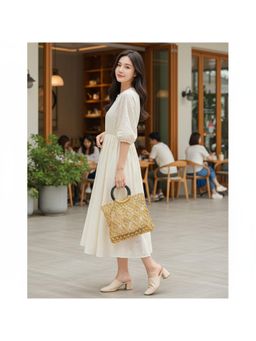 PARTIQ - Vacation Handmade Seaside Straw All-Match Handbag - Gold