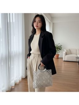 PARTIQ - Vacation Handmade Seaside Straw All-Match Handbag - Silver