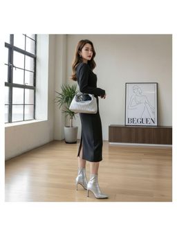 PARTIQ - Trendy Hand-Held Handbag For Women - Silver