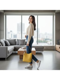 PARTIQ - Capacity Lazy Style Bucket Bag - Mustard