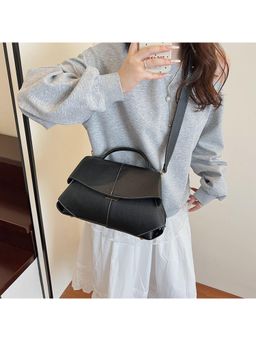 PARTIQ - Temperament Niche Design Trendy Handbag with Detachable Strap - Black