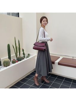 PARTIQ - Temperament Niche Design Trendy Handbag with Detachable Strap - Red