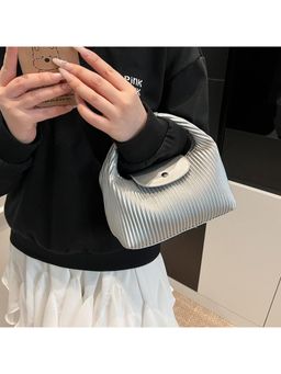 PARTIQ - One-Shoulder Commuter Dumpling Handbag - Silver