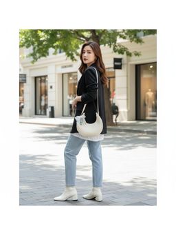 PARTIQ - Underarm Popular Fashion Commuter Crossbody Crescent Handbag - White