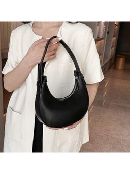 PARTIQ - One-Shoulder Crescent Niche Design Handheld Moon Handbag - Black