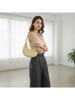 PARTIQ - One-Shoulder Crescent Niche Design Handheld Moon Handbag - Yellow