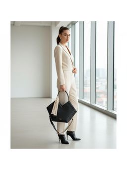 PARTIQ - Travel Texture Niche Design Large Capacity Tote Bag with Detachable Strap - Black