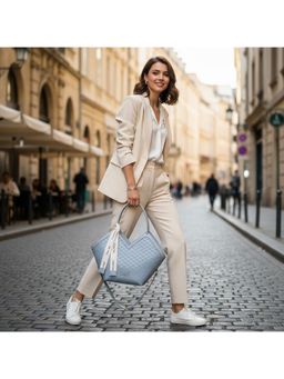 PARTIQ - Travel Texture Niche Design Large Capacity Tote Bag with Detachable Strap - Grey