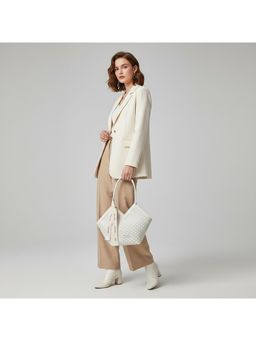 PARTIQ - Travel Texture Niche Design Large Capacity Tote Bag with Detachable Strap - White