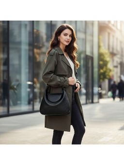 PARTIQ - Retro Simple Versatile Fashion Commuting Shoulder Handbag With Detachable Strap - Black