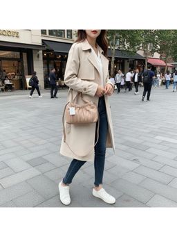 PARTIQ - Simple Bucket Niche Design Handbag With Detachable Strap - Brown