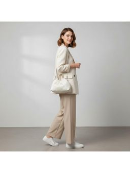 PARTIQ - Simple Bucket Niche Design Handbag With Detachable Strap - White