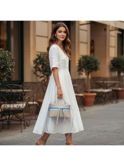 PARTIQ - Retro Handbag with Detachable Strap For Women - Blue