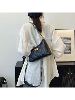 PARTIQ - Chain Versatile Crescent Shoulder Underarm Handbag With Detachable Strap - Black