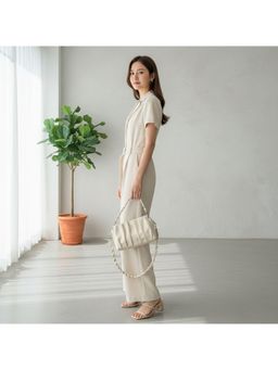 PARTIQ - Textured Niche Handbag with Detachable Strap For Women - Off White