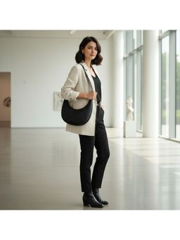 PARTIQ - One-Shoulder Underarm Crescent Handbag - Black