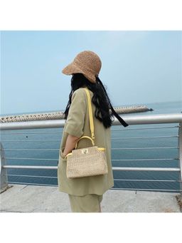 PARTIQ - Small Fragrance Style Woven Hand For Women Handbag With Detachable Strap - Yellow