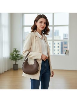 PARTIQ - Hand-Held Crescent Versatile Single Shoulder Handbag - Brown