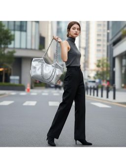 PARTIQ - Underarm Popular Pleated Chain Handbag - Silver