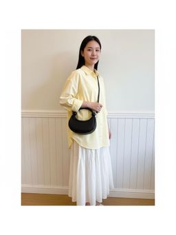 PARTIQ - All-Match Half-Moon Shoulder Crescent Handbag with Detachable Strap - Black