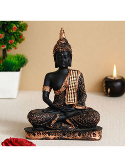 eCraftIndia - Black And Copper Meditating Lord Buddha Handcrafted Decorative Showpiece