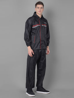 Dollar - Black Rainguard Sporty Look Rain Jacket & Trouser With Hood & Pocket (Set of 2)