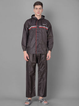 Dollar - Brown Rainguard Sporty Look Rain Jacket & Trouser With Hood & Pocket (Set of 2)