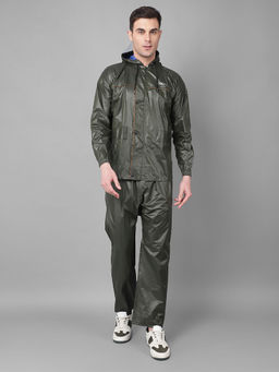 Dollar - Olive Rainguard Sporty Look Rain Jacket & Trouser With Hood & Pocket (Set of 2)