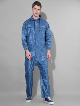 Dollar - Blue Rainguard Sporty Look Rain Jacket & Trouser With Hood & Pocket (Set of 2)