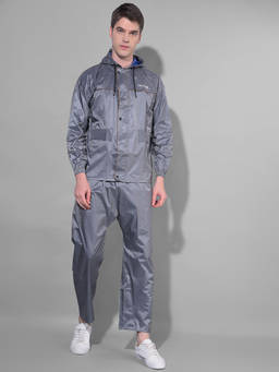 Dollar - Grey Rainguard Sporty Look Rain Jacket & Trouser With Hood & Pocket (Set of 2)