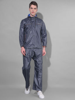 Dollar - Grey Rainguard Sporty Look Rain Jacket & Trouser With Hood & Pocket (Set of 2)