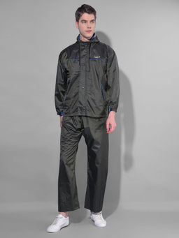 Dollar - Olive Rainguard Sporty Look Rain Jacket & Trouser With Hood & Pocket (Set of 2)