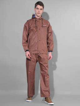 Dollar - Brown Rainguard Sporty Look Rain Jacket & Trouser With Hood & Pocket (Set of 2)