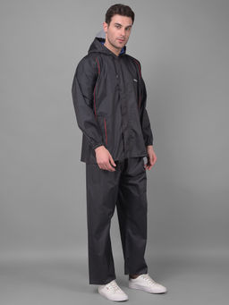 Dollar - Black Rainguard Sporty Look Rain Jacket & Trouser With Hood & Pocket (Set of 2)