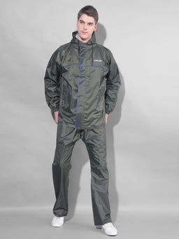 Dollar - Olive Rainguard Sporty Look Rain Jacket & Trouser With Hood & Pocket (Set of 2)