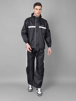 Dollar - Black Rainguard Sporty Look Rain Jacket & Trouser With Hood & Pocket (Set of 2)