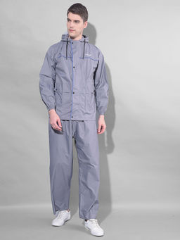 Dollar - Grey Rainguard Sporty Look Rain Jacket & Trouser With Hood & Pocket (Set of 2)