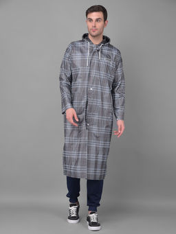 Dollar - Grey Rainguard Check Printed Rain Jacket & Trouser With Hood & Pocket (Set of 2)