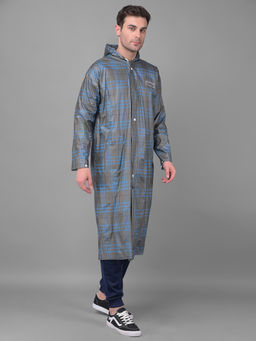 Dollar - Grey Rainguard Check Printed Rain Jacket & Trouser With Hood & Pocket (Set of 2)